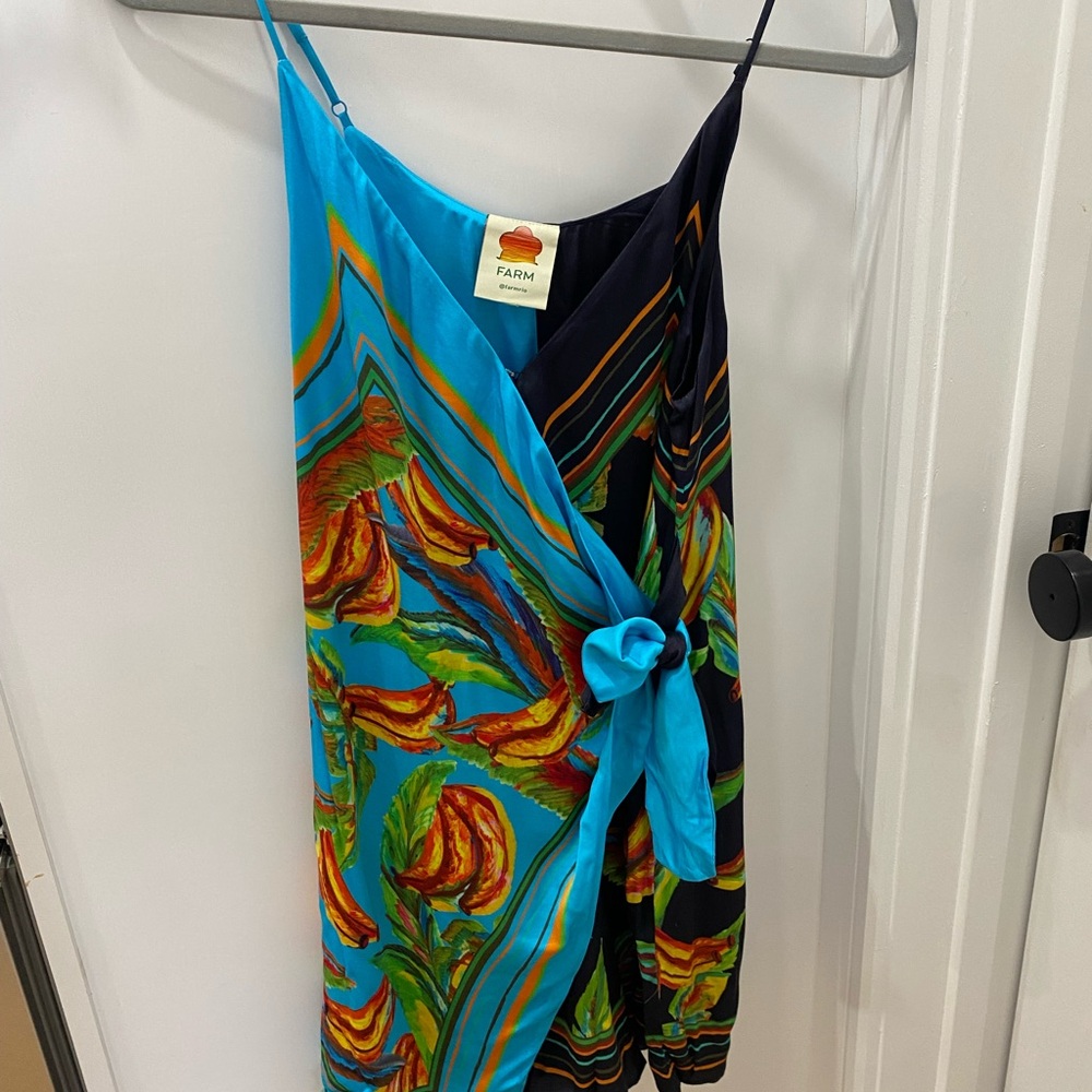 FARM Rio Tropical Silk scarf Blue and Orange Dress